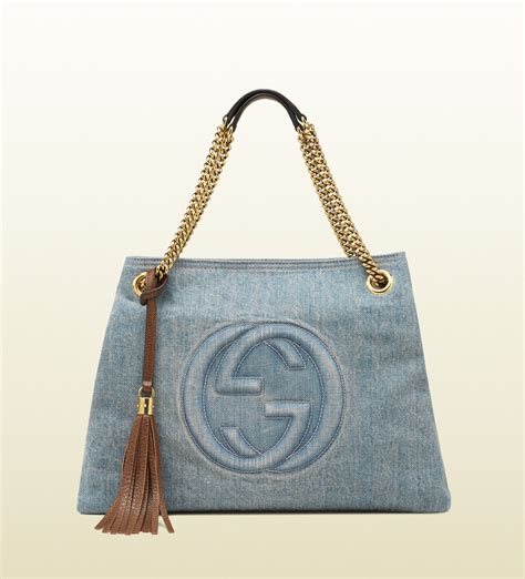 gucci blue and green bag|Gucci blue denim bag.